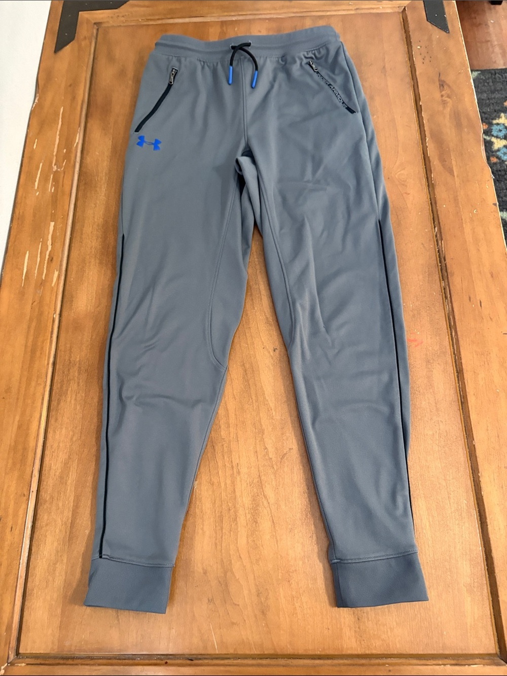 Under Armour Kids Blue Logo Gray Jogger Sweatpants Size Large